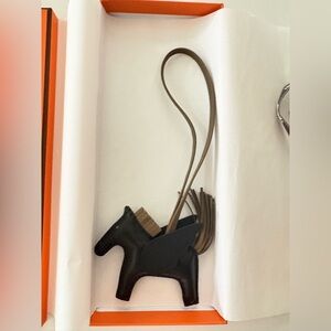 Hermes Black and Brown Pegasus  Bag Charm with Tassel Strap